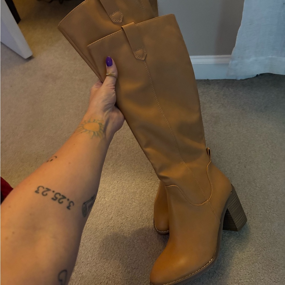 Target Women's Tan Heeled Boots - Picture 3 of 5